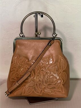 Patricia Nash Novelle Rose Tooled Leather Satchel - Cross Body